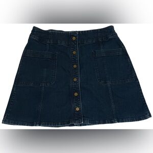 Boden  Blue A-Line, Snap Button closure, and two front pockets, size 14